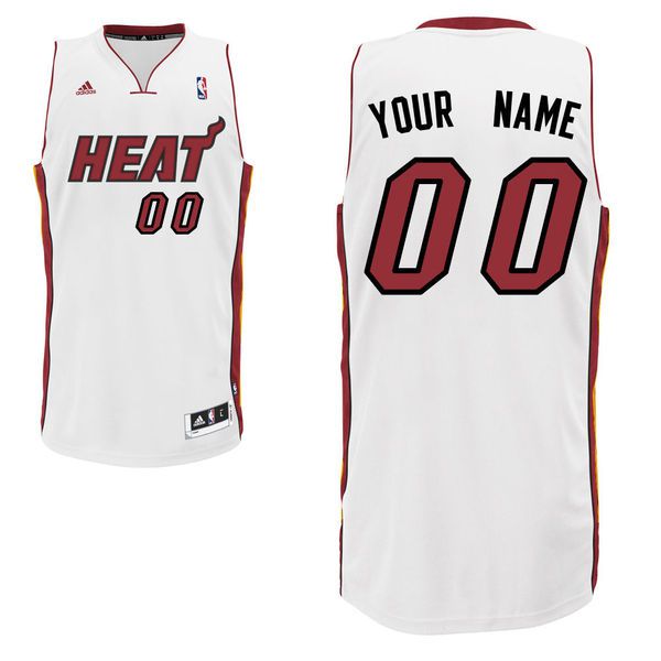 Men Adidas Miami Heat Custom Swingman Home White NBA Jersey
